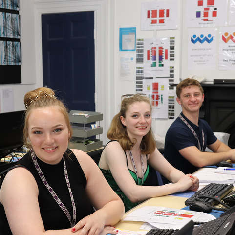 Box office staff in our pop up Box Office